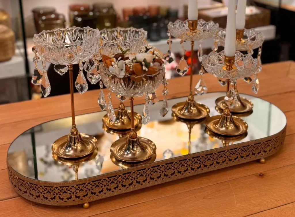 رانر کف آیینه جنس فلزی وارداتی پتینه کار دست در دو سایز