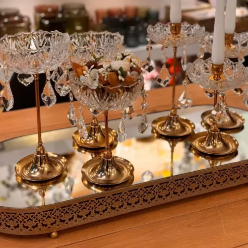 رانر کف آیینه جنس فلزی وارداتی پتینه کار دست در دو سایز