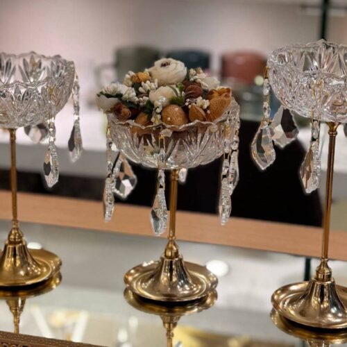 ست سه تایی ظروف آویز دار کریستال و برنج مناسب پذیرایی و هفتسین